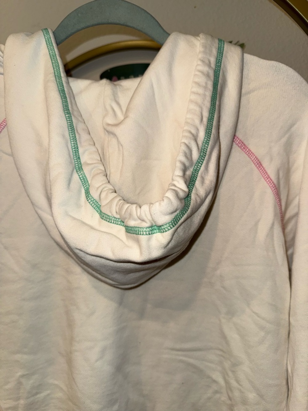 Sunwashed White Hoodie Sweater with Yellow Heart Accent - Picture 3 of 3
